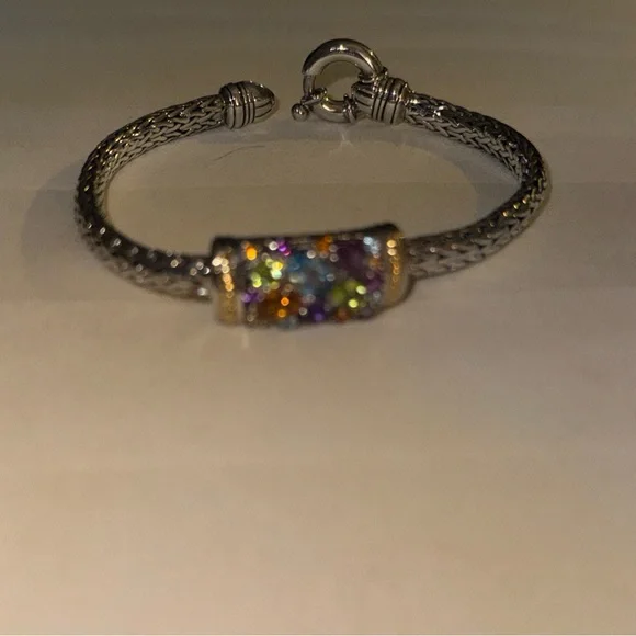 Effy Multicolor Gemstone Silver Bracelet with Gold Accents - Picture 7 of 11
